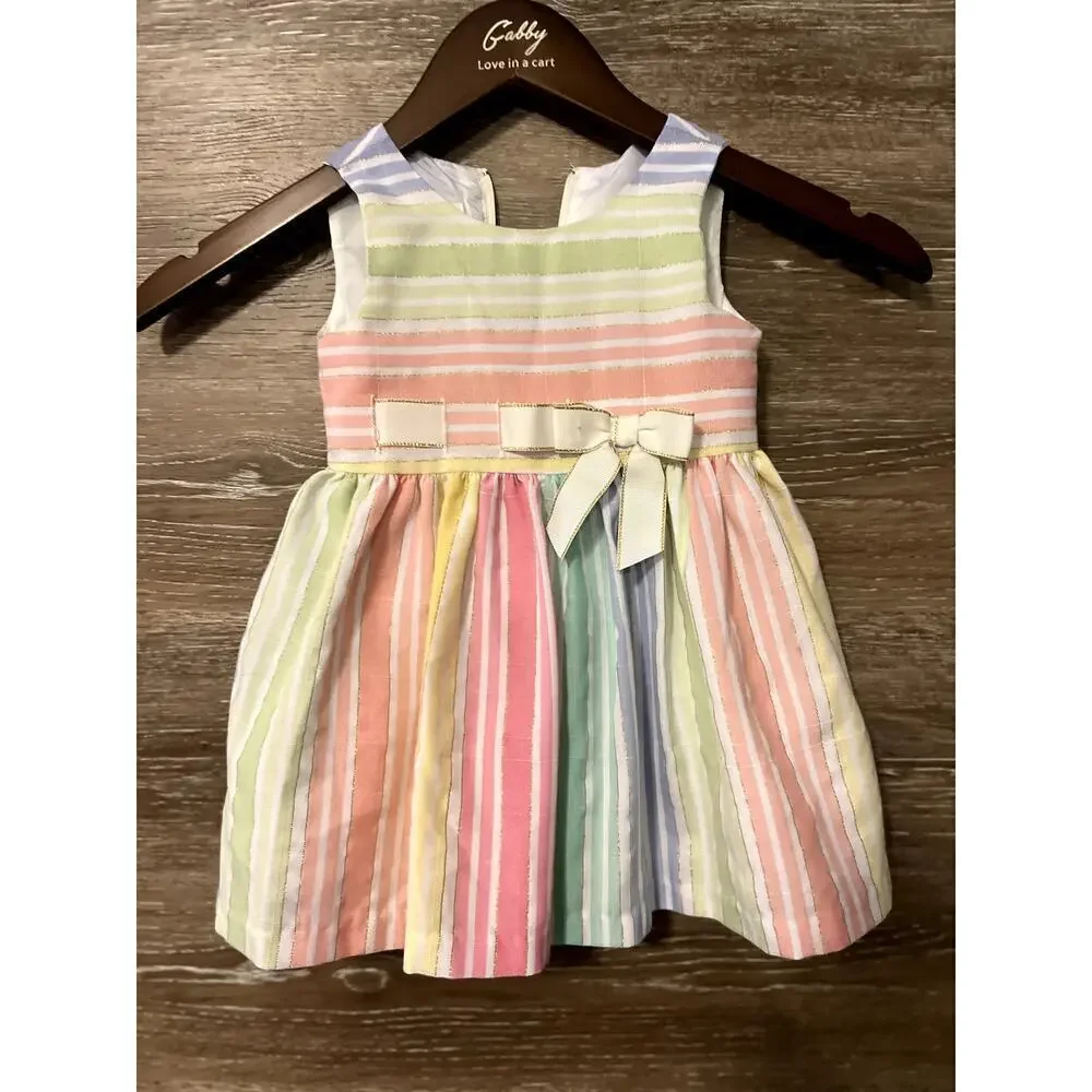 Baby girl dress size 18 months easter rainbow bow colorful party
